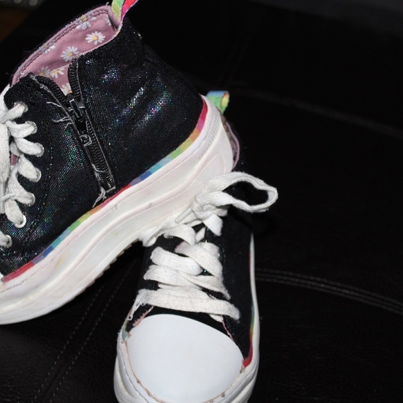 NYC MADDEN KIDS SIZE 13 STACKED HIGH TOP GLITTER SHOES - Picture 5 of 5